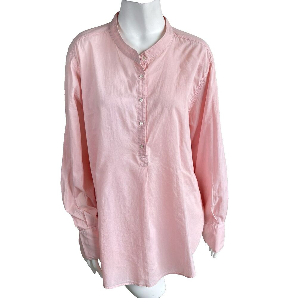 Xirena Connolly Shirt 100% Cotton Popover‎ Tunic XL Soft Pink Preppy Casual
